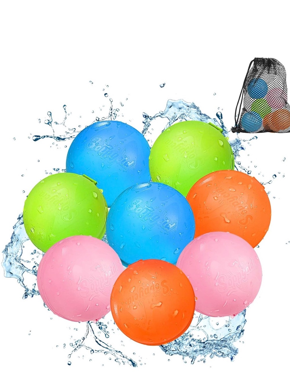 Reusable Water Balloons - Quick Fill Water Balls Toys For kids and adults- 8 pk